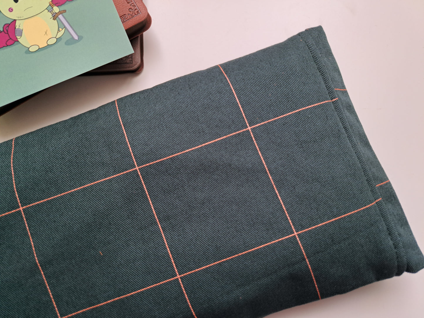 Handmade TKL Mechanical Keyboard Sleeve - Dark Green Squares Padded Canvas GummyPinkGraphics