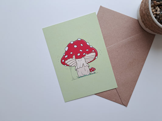 Thinking of you greeting card with Mushroom with baby