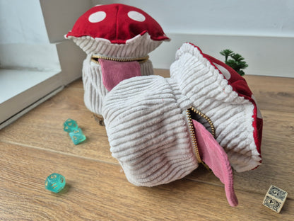 Handgemaakte Mimic Mushroom Dice Bag - Rood Met Witte Stippen