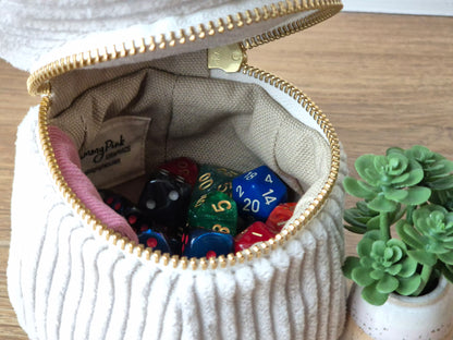 Handmade Mimic Mushroom Dice Bag - Blue With White Dots