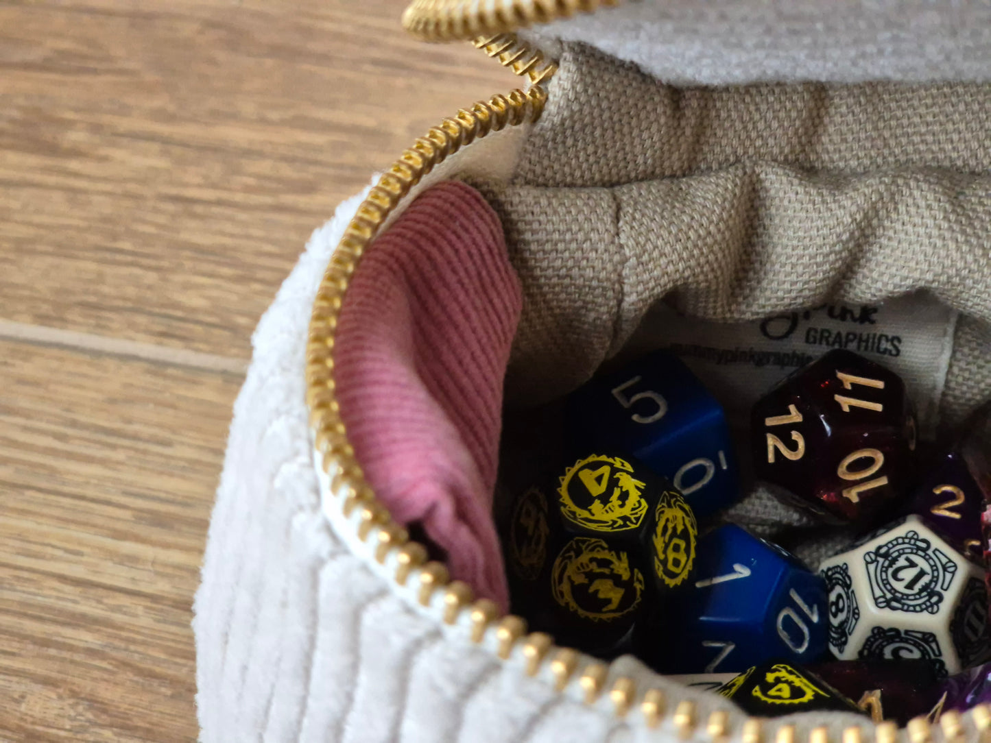 Handmade Mimic Mushroom Dice Bag - Red With White Dots