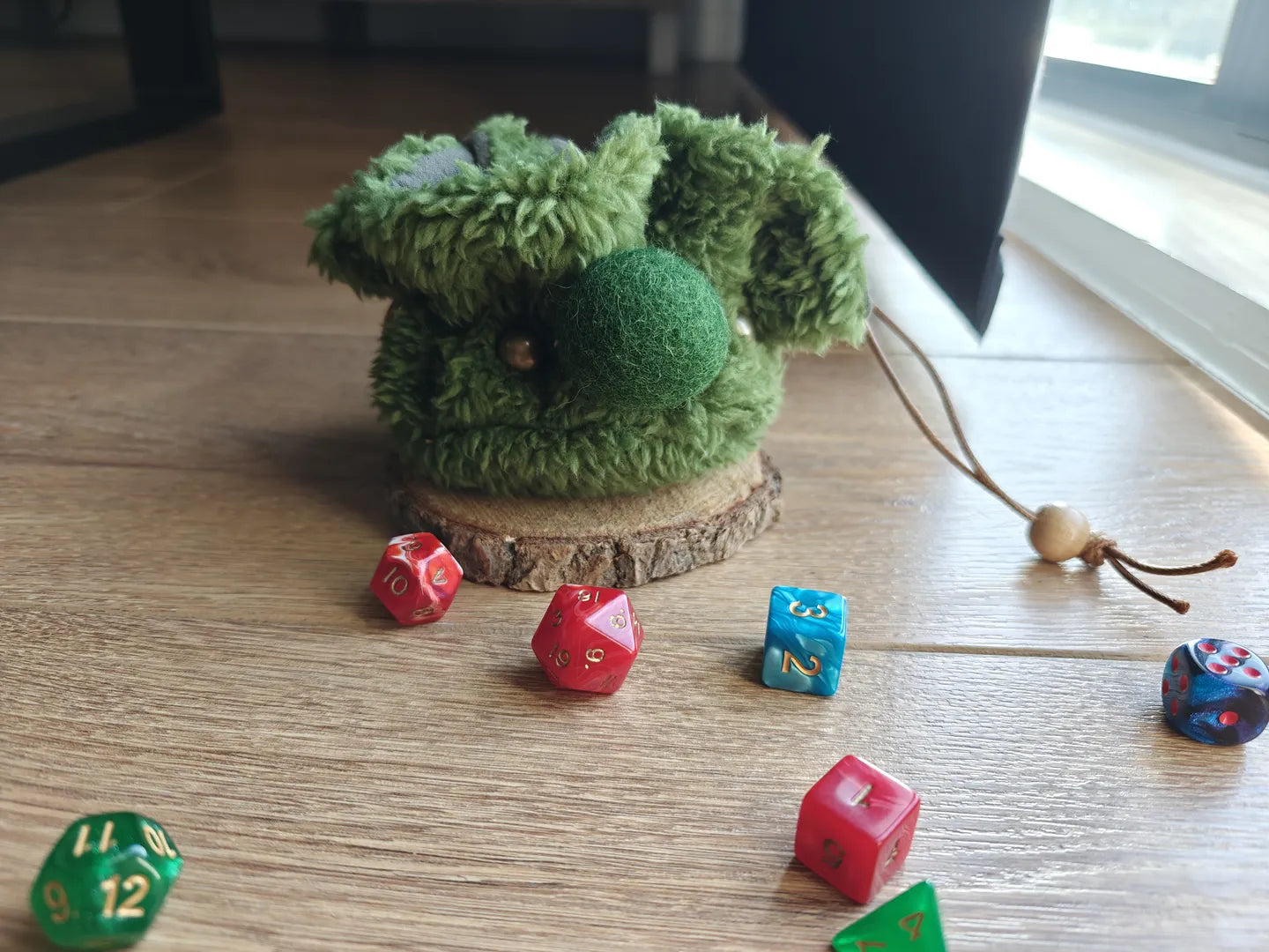 Handmade Mossy Troll Dice Bag